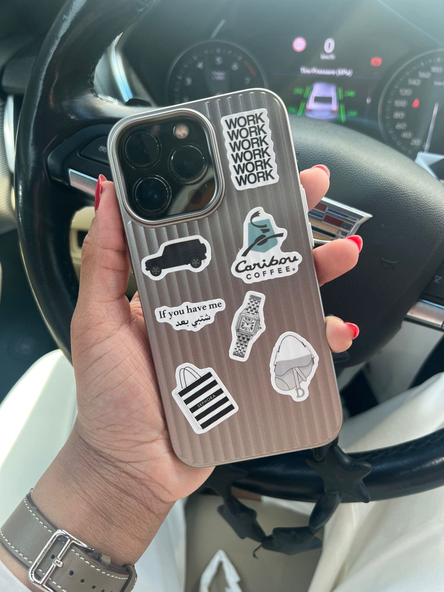 Titanium phone case with stickers