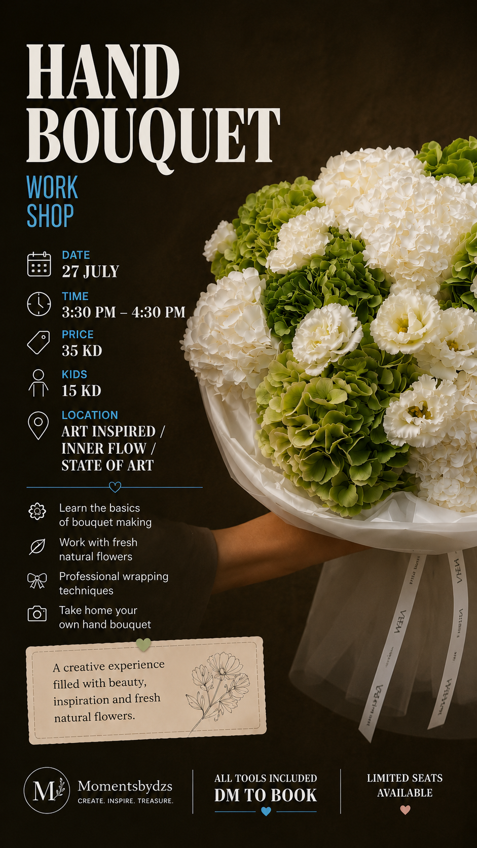 Hand bouquet arrangements workshop